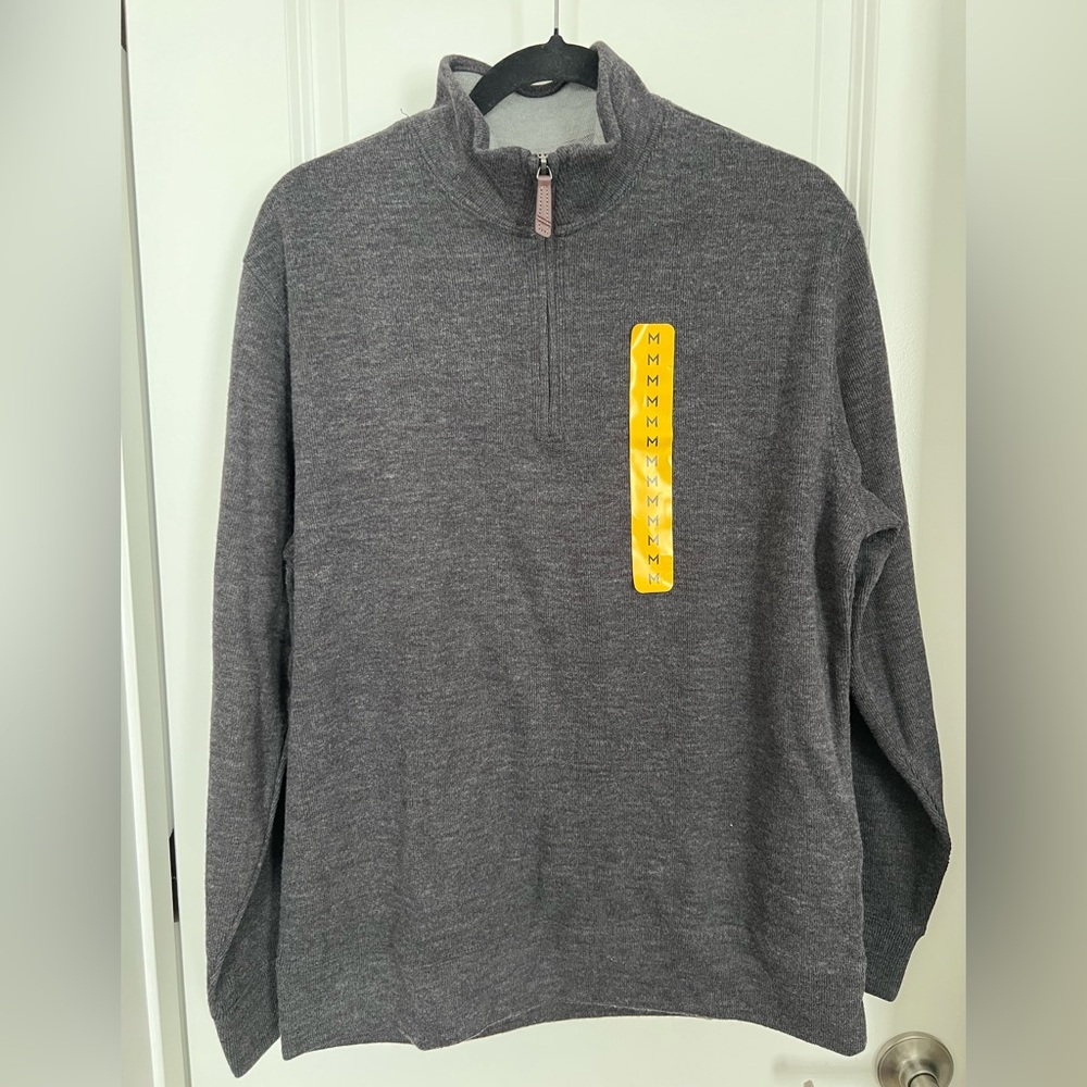Men's Gray Quarter-Zip Sweater NWT Size M
